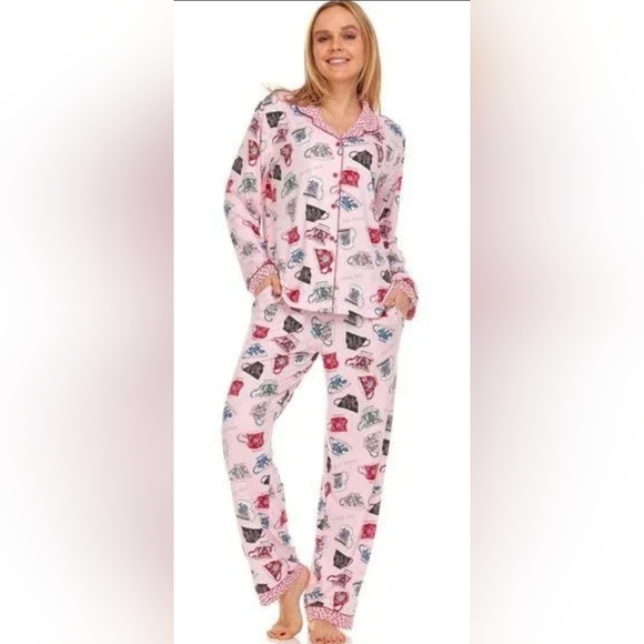 Nwt Flora Nikrooz pink natalie notch pj pajama set M L XXL 2XL - Picture 1 of 8